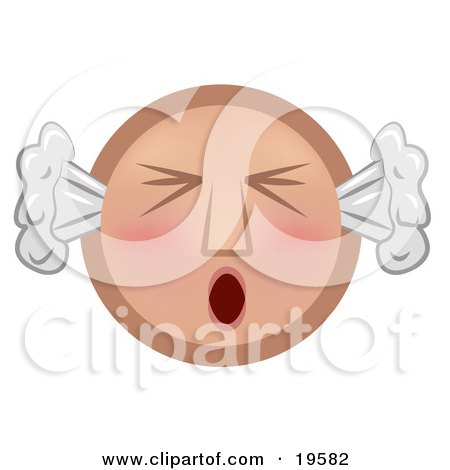 19582-Clipart-Illustration-Of-A-Furious-Tan-Smiley-Face-With-Flushed-Cheeks-Blowing-Smoke-Out-Of-The-Ears-And-Screaming.jpg